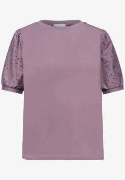 Shirt met ronde hals en kanten mouwen
