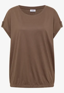 Shirt met ronde hals en omslagdetail