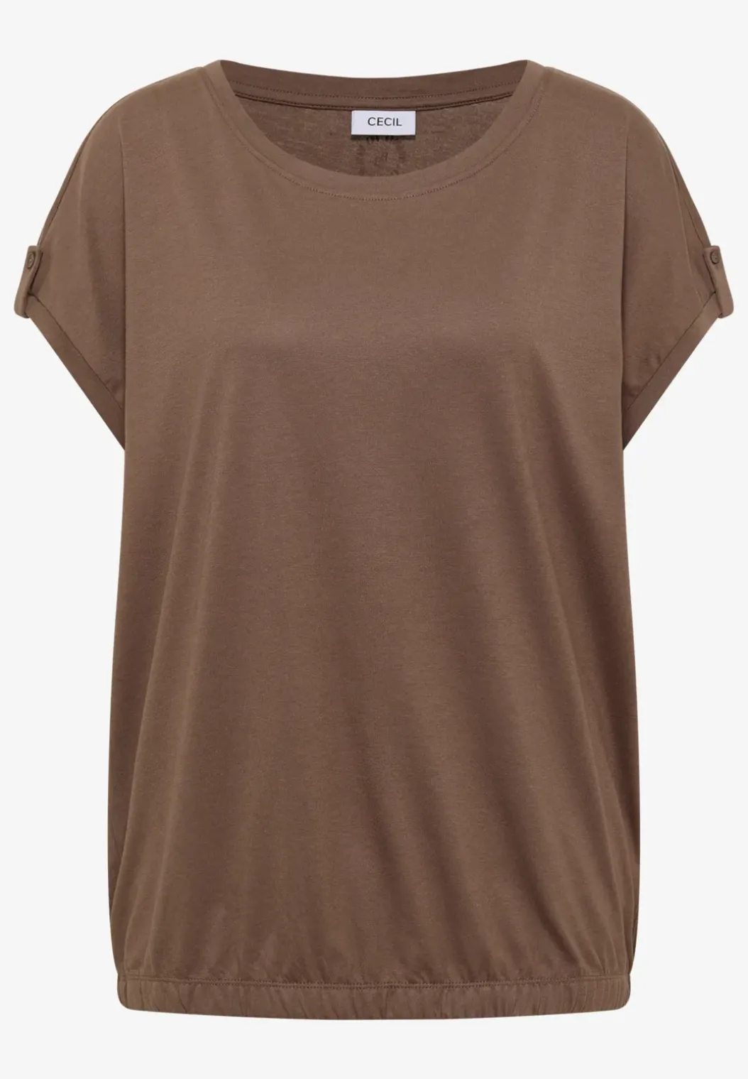 Shirt met ronde hals en omslagdetail