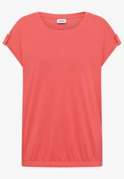 Shirt met ronde hals en omslagdetail