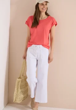 Shirt met ronde hals en omslagdetail