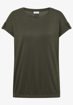 Shirt met ronde hals en omslagdetail