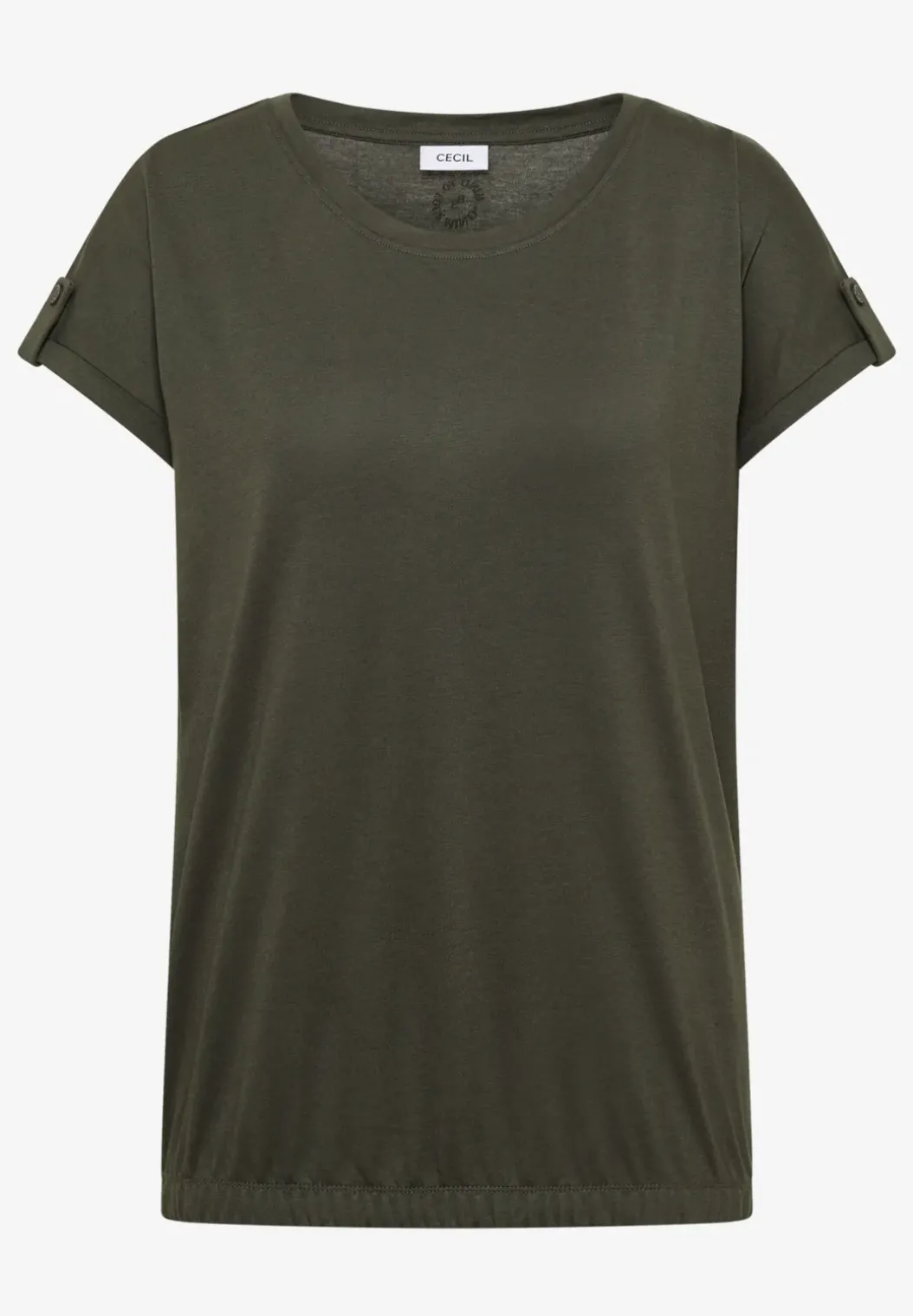 Shirt met ronde hals en omslagdetail