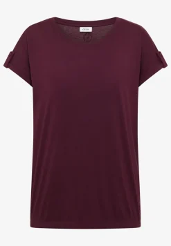 Shirt met ronde hals en omslagdetail