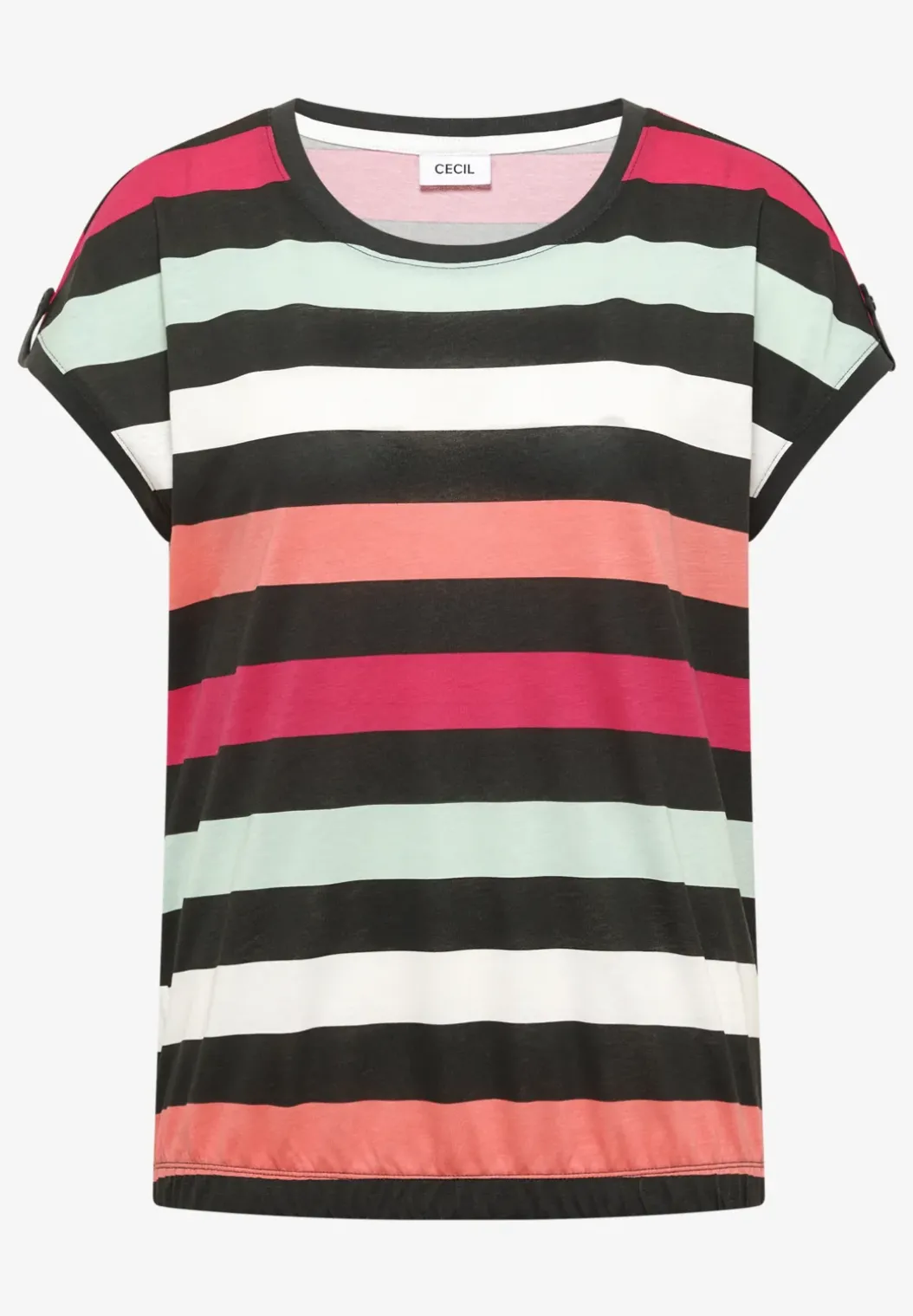 Shirt met ronde hals en omslagdetail