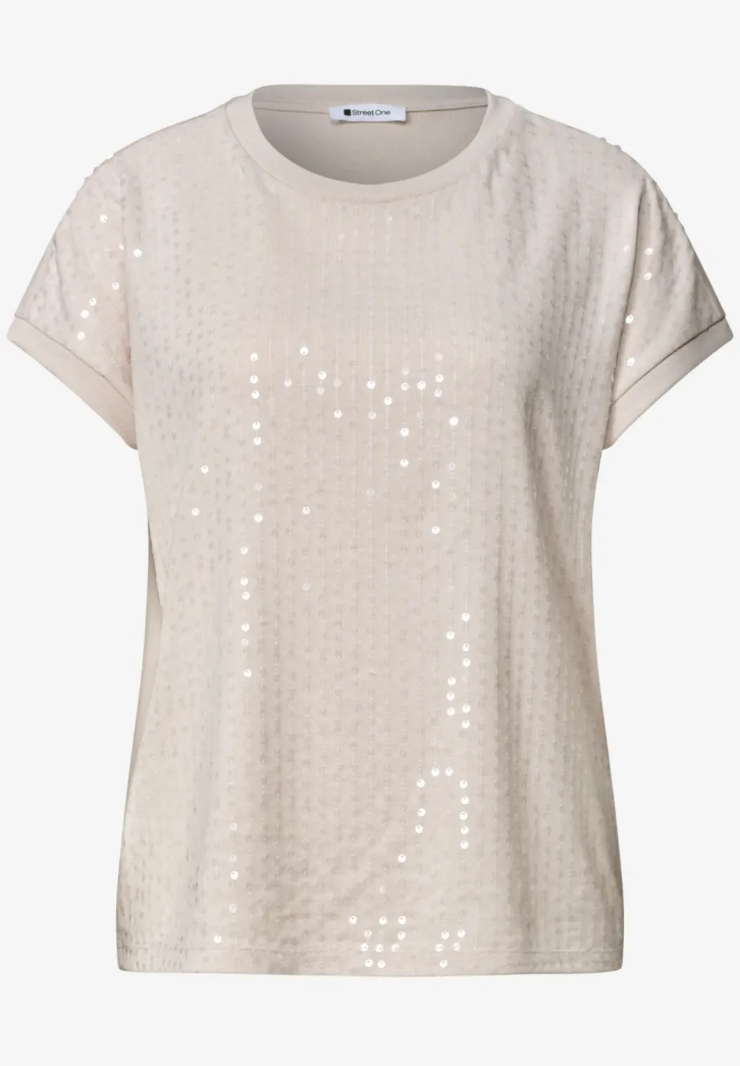Shirt met ronde hals en pailletten
