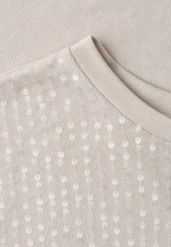 Shirt met ronde hals en pailletten