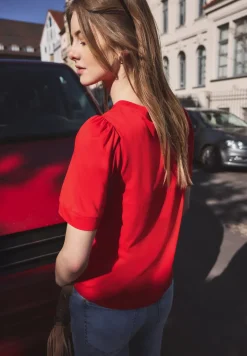 Shirt met ronde hals en pofmouwen