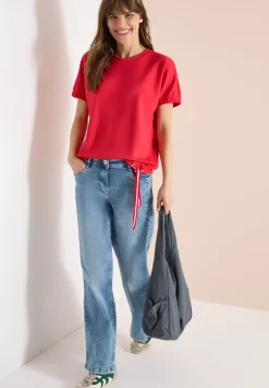 Shirt met ronde hals en rimpels
