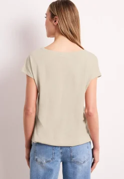 Shirt met ronde hals en rimpels