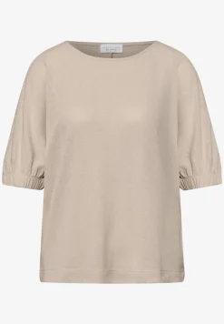 Shirt met ronde hals en rimpels