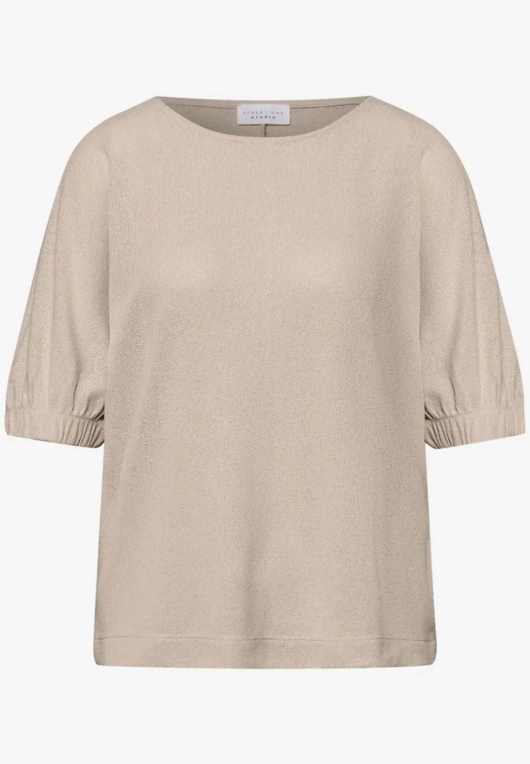 Shirt met ronde hals en rimpels