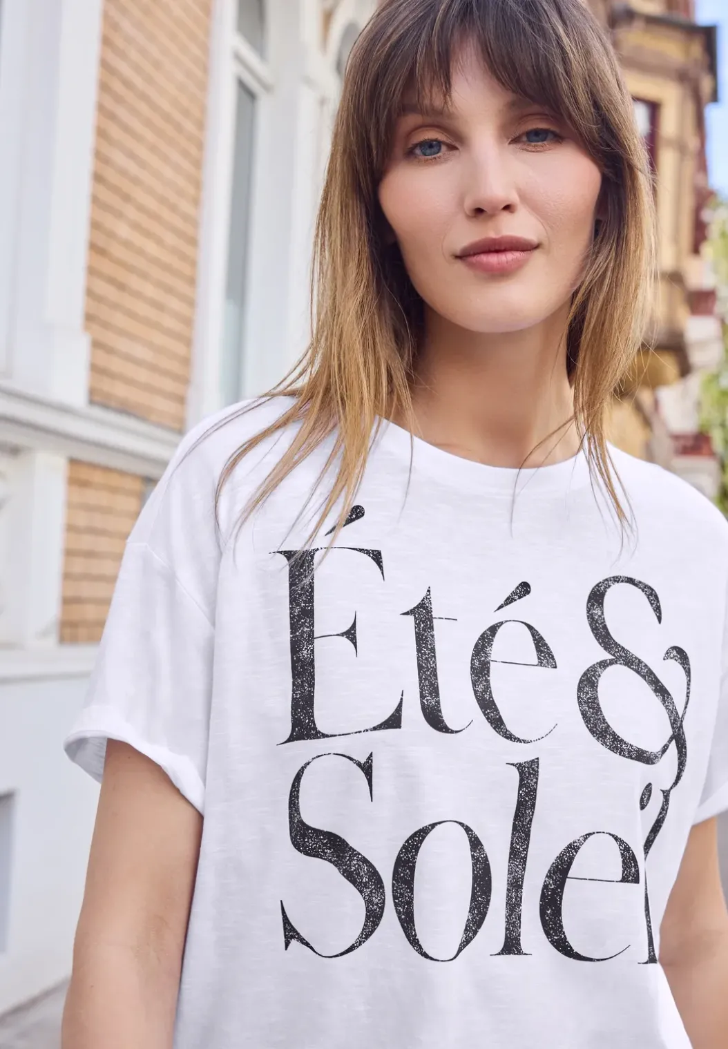 Shirt met ronde hals en tekstopdruk