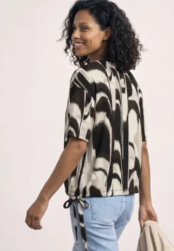 Shirt met ronde hals en trekkoord