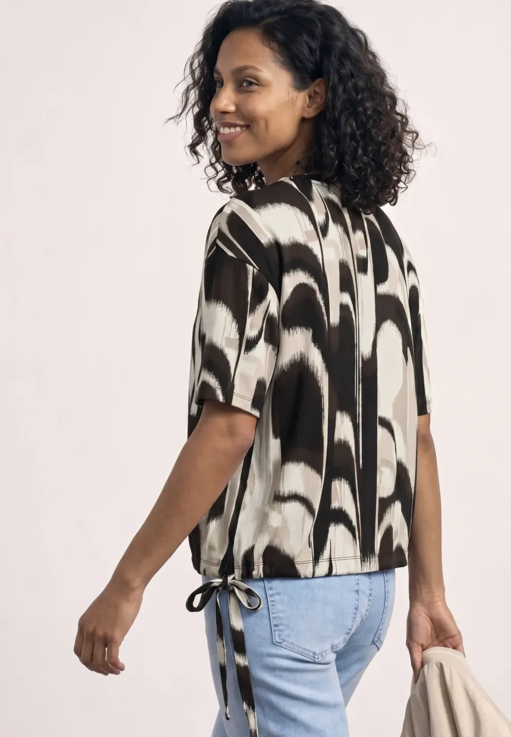 Shirt met ronde hals en trekkoord