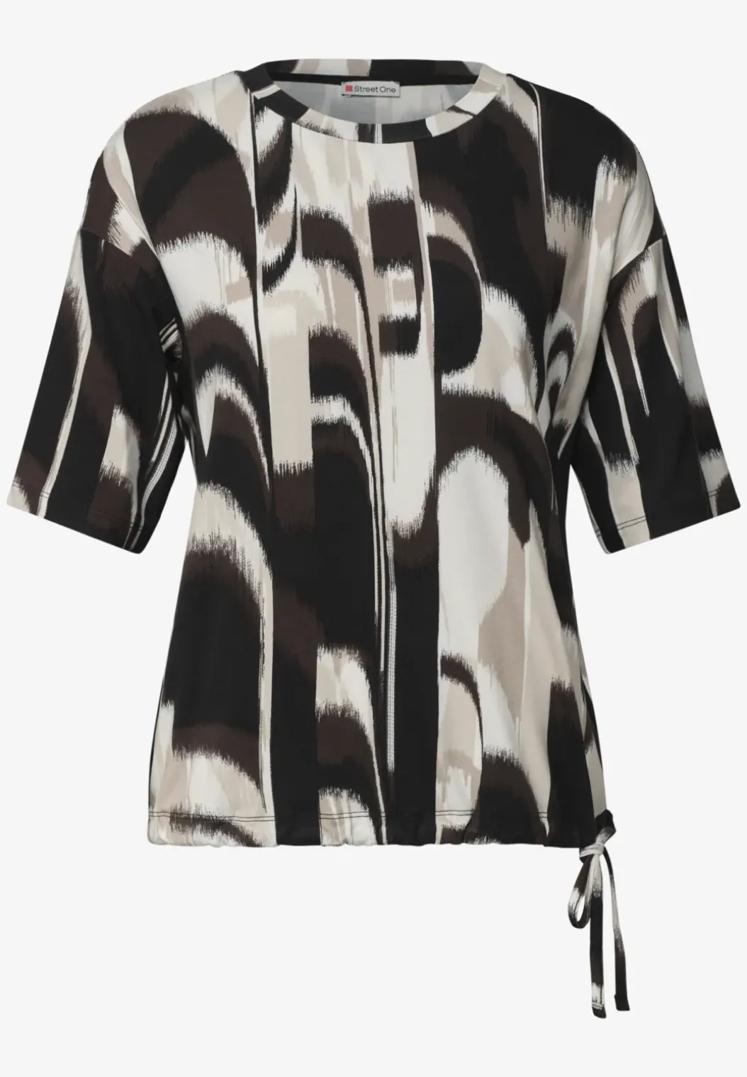 Shirt met ronde hals en trekkoord