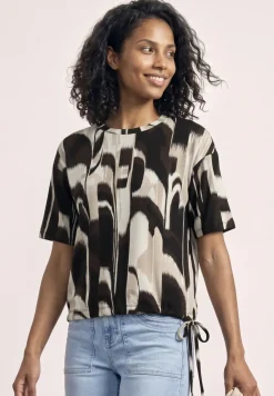 Shirt met ronde hals en trekkoord