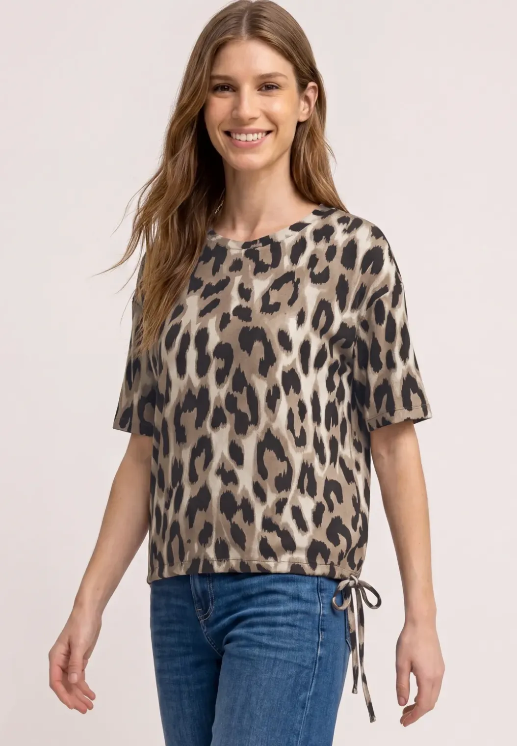 Shirt met ronde hals en trekkoord