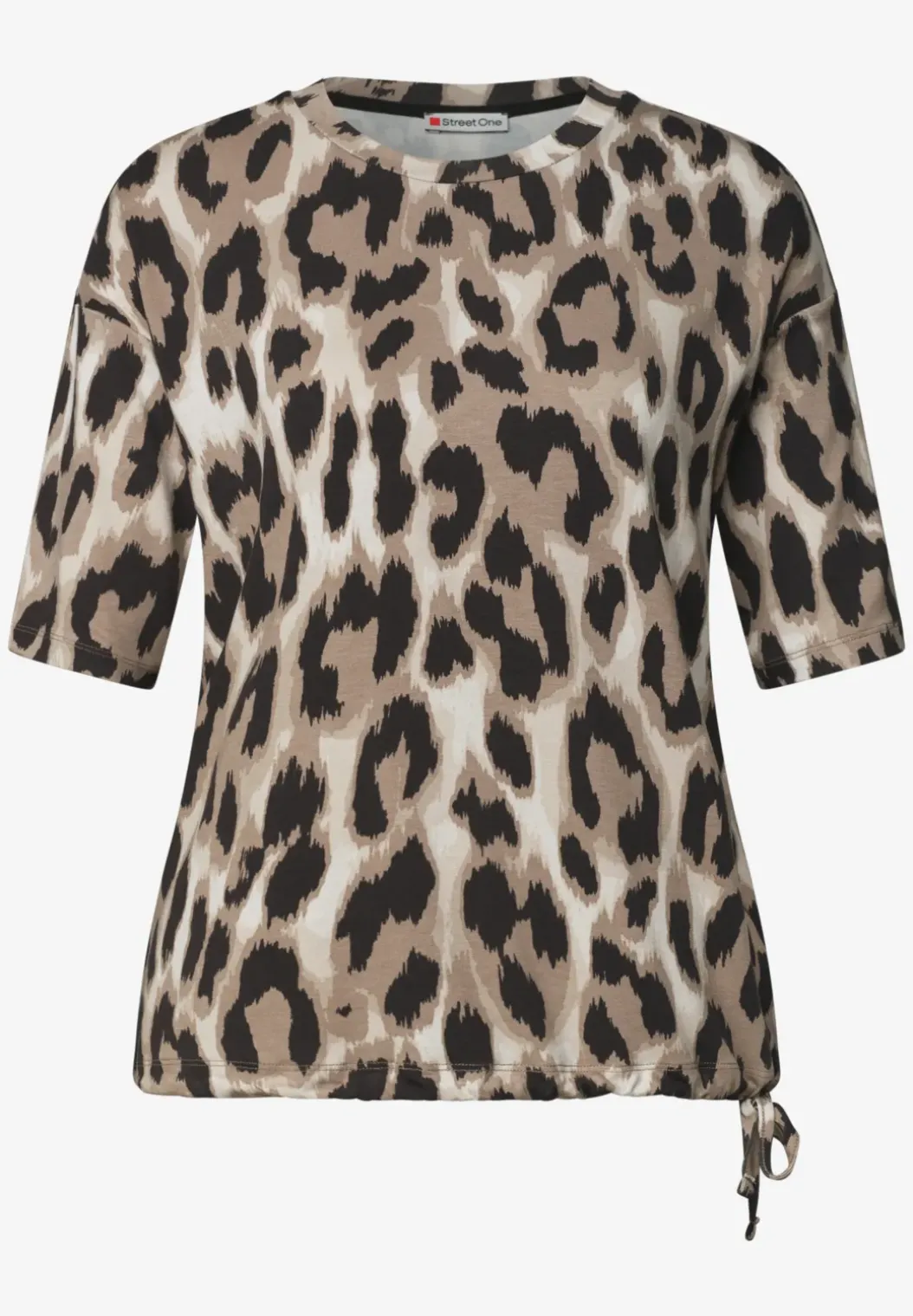 Shirt met ronde hals en trekkoord