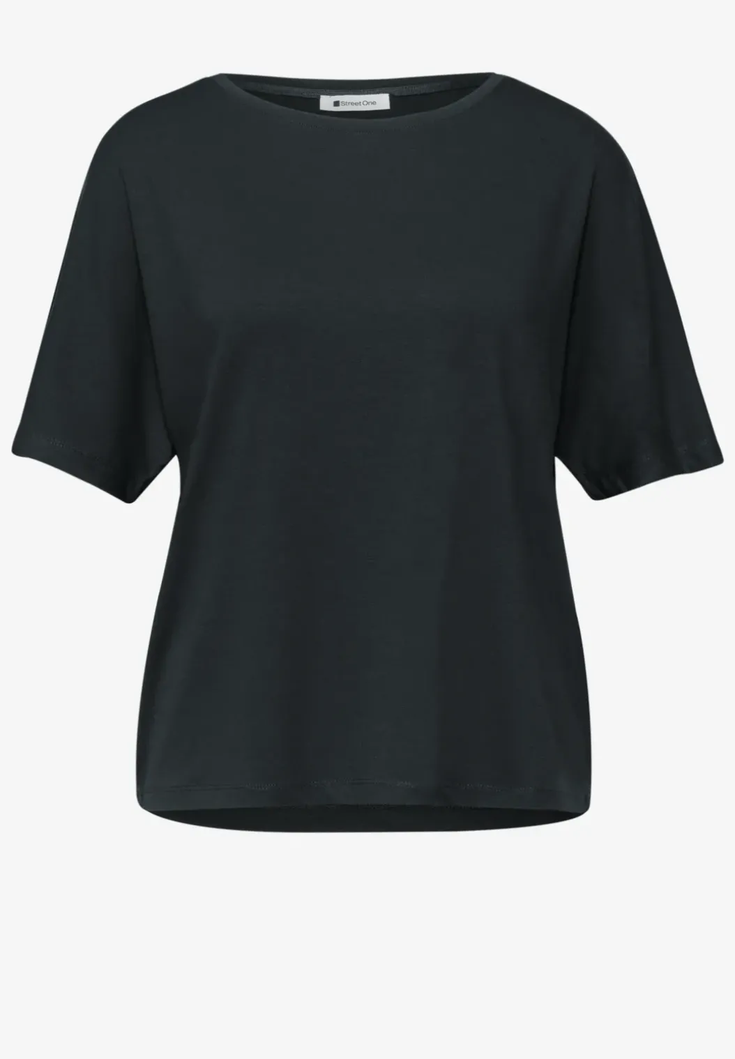 Shirt met ronde hals in effen kleur