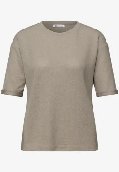 Shirt met ronde hals in gebreide look