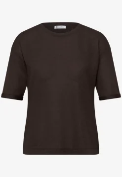 Shirt met ronde hals in gebreide look
