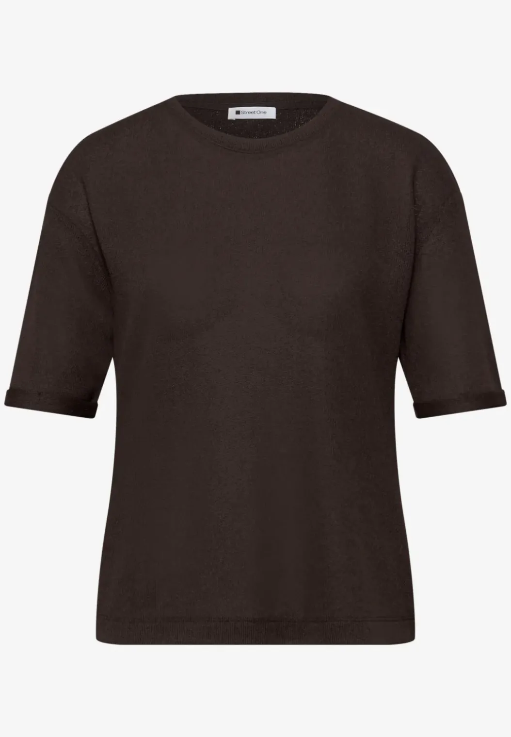 Shirt met ronde hals in gebreide look