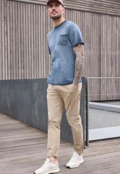 Shirt met ronde hals in garment dye-look