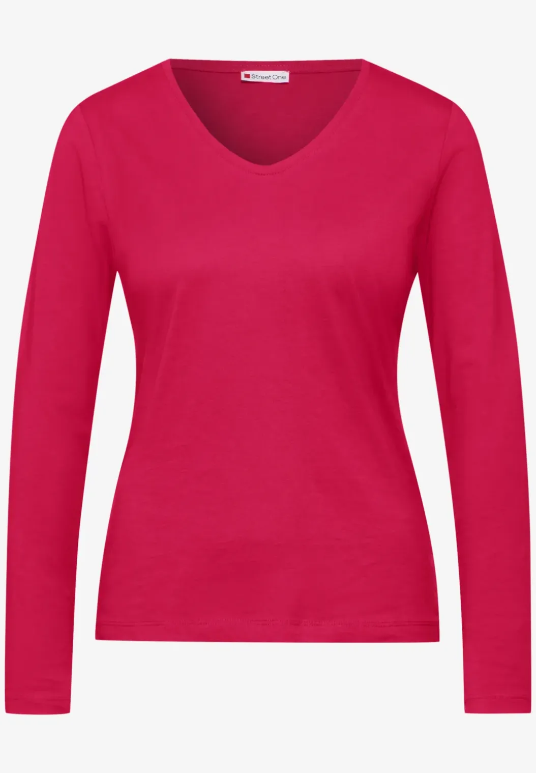 Shirt met ronde V-hals