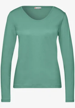 Shirt met ronde V-hals