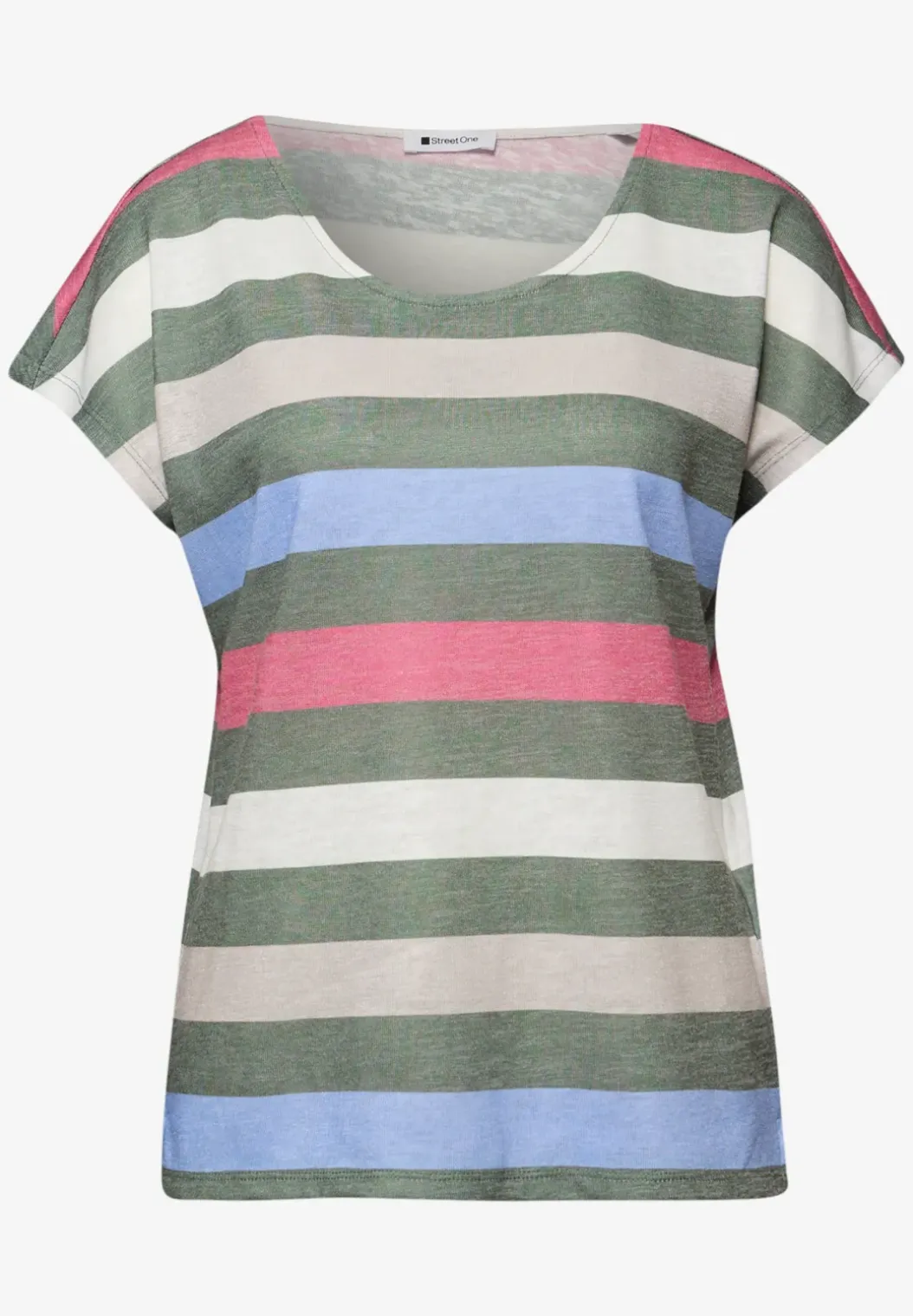 Shirt met ronde V-hals en strepen