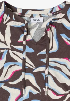 Shirt met split neck en print
