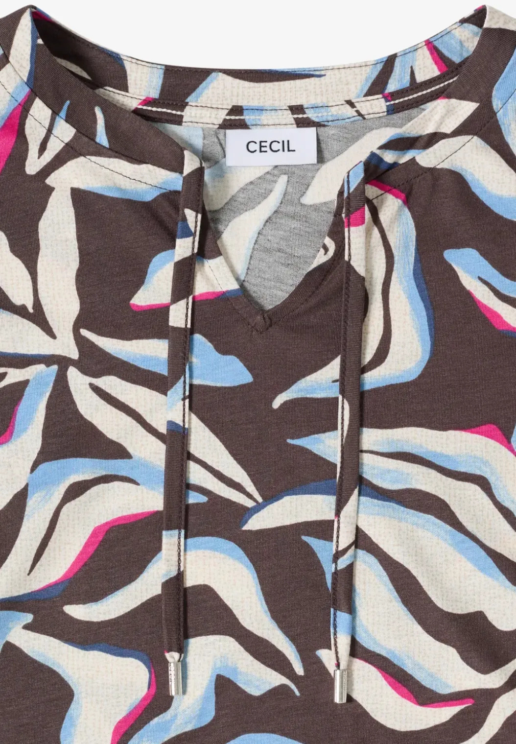 Shirt met split neck en print