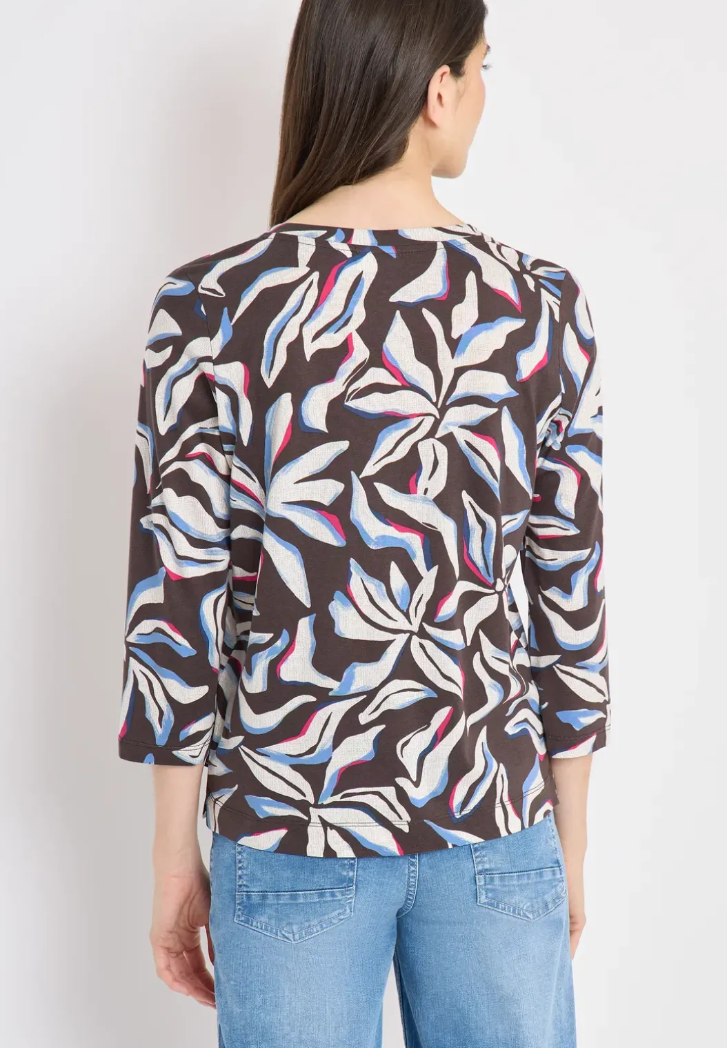Shirt met split neck en print