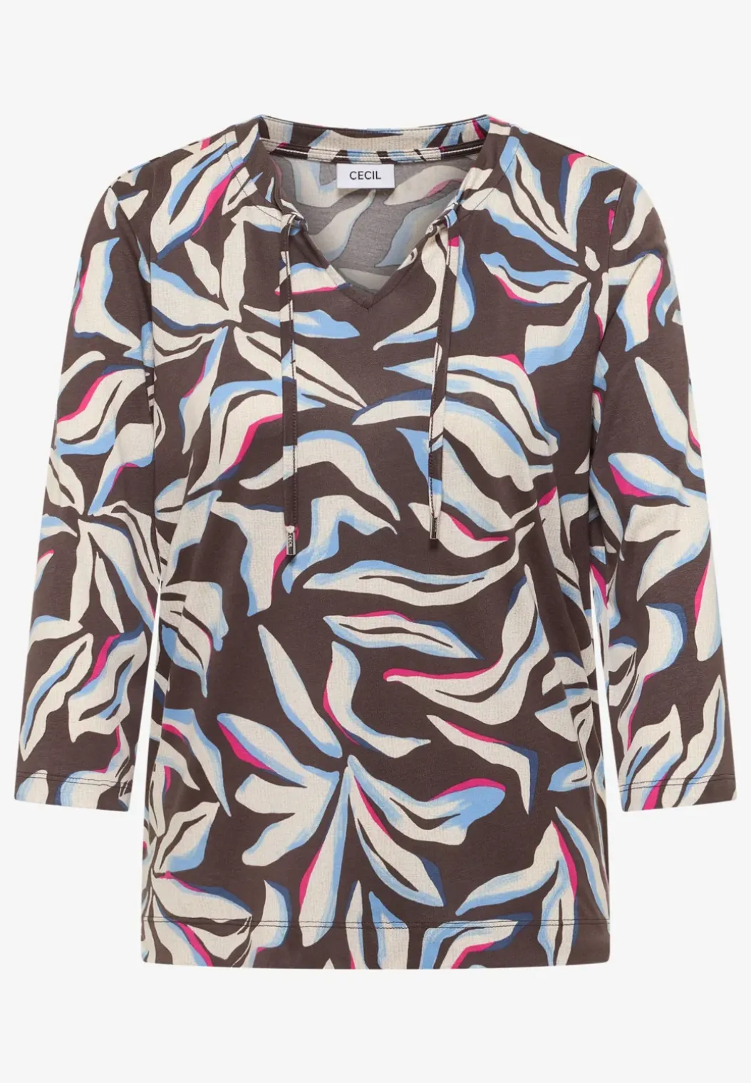 Shirt met split neck en print