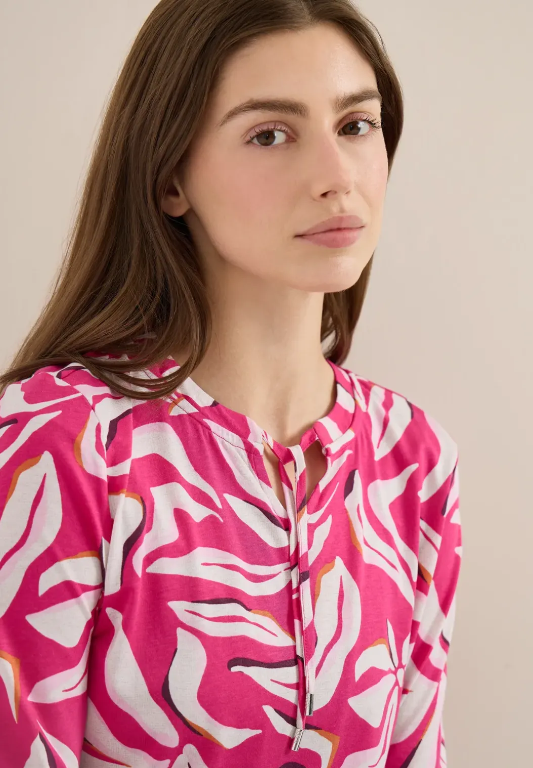 Shirt met split neck en print