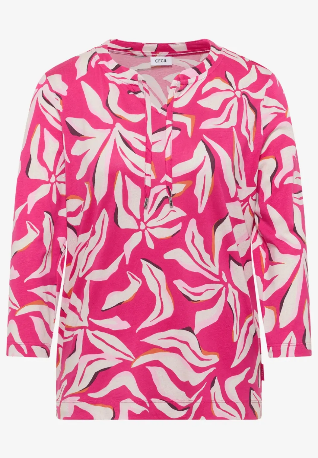 Shirt met split neck en print