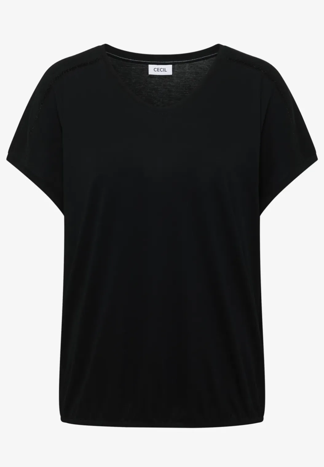 Shirt met V-hals en kanten detail