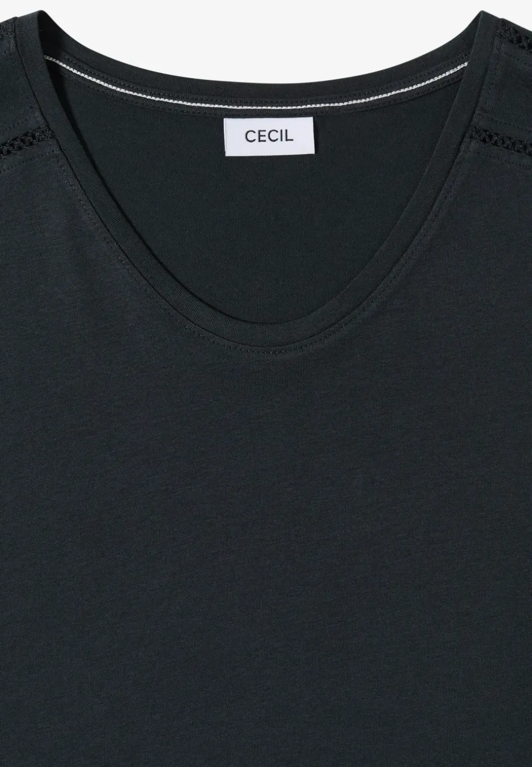 Shirt met V-hals en kanten detail