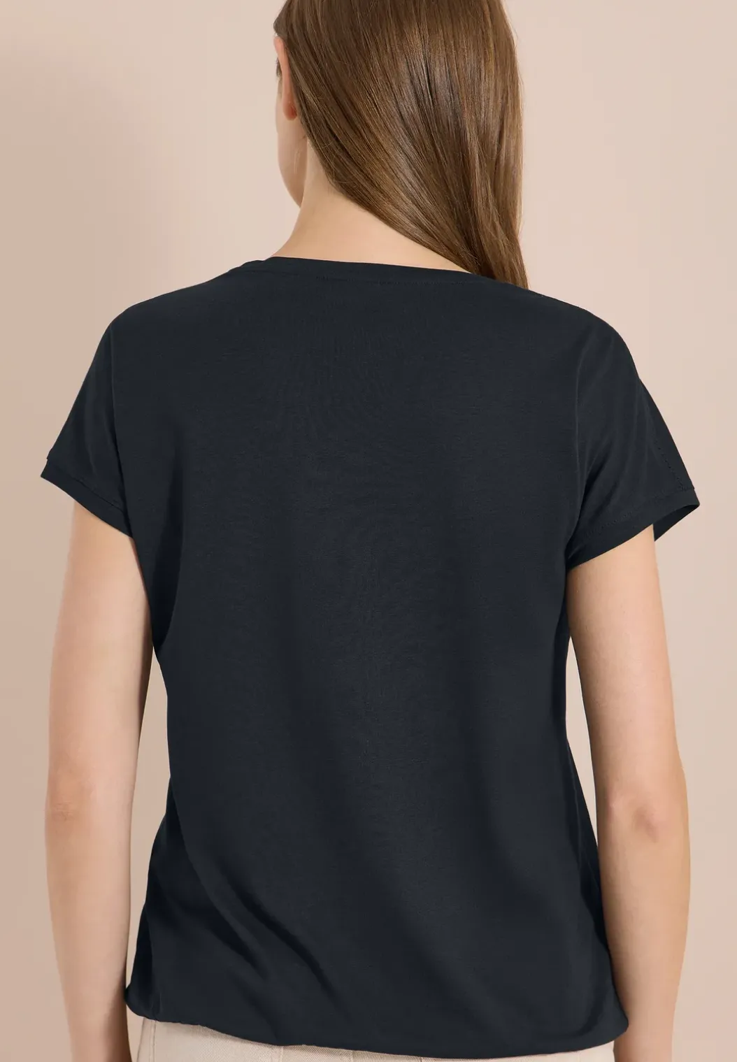 Shirt met V-hals en kanten detail