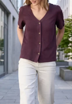 Shirt met V-hals en knoopsluiting