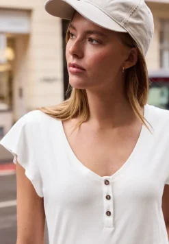 Shirt met V-hals en volantmouwen