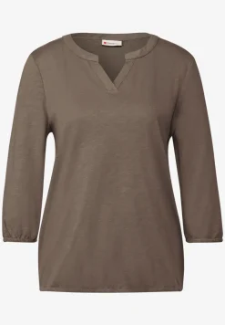 Shirt van jersey met gespleten hals