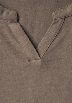 Shirt van jersey met gespleten hals