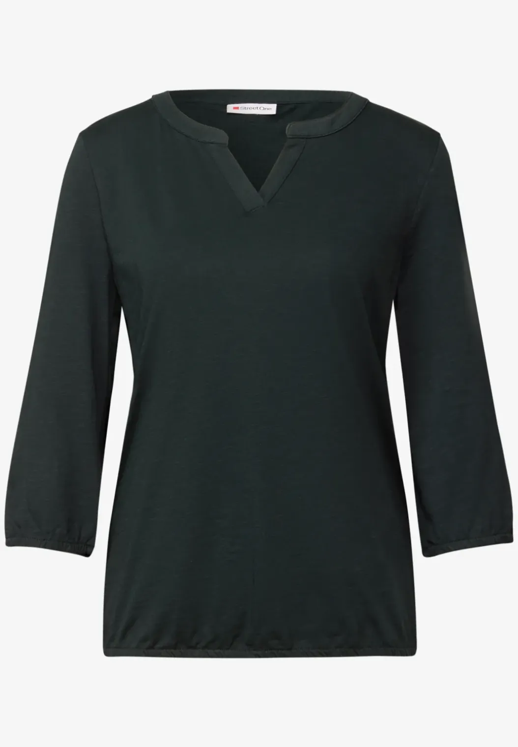 Shirt van jersey met gespleten hals