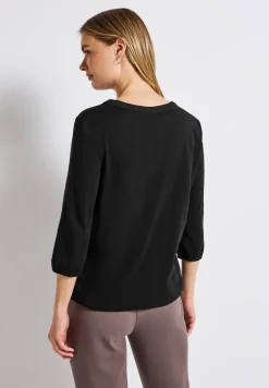 Shirt van jersey met gespleten hals