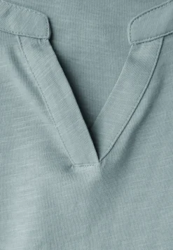 Shirt van jersey met gespleten hals