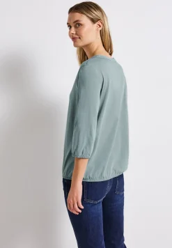 Shirt van jersey met gespleten hals