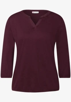 Shirt van jersey met gespleten hals