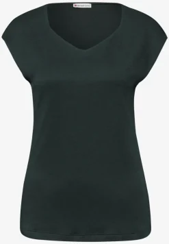 Shirt zonder mouwen met diamanten halslijn